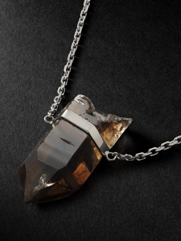 Bar White Gold Smoky Quartz Necklace - CU Bar White Gold Smoky Quartz Necklace - CU