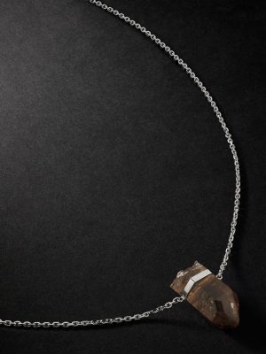 Bar White Gold Smoky Quartz Necklace Bar White Gold Smoky Quartz Necklace