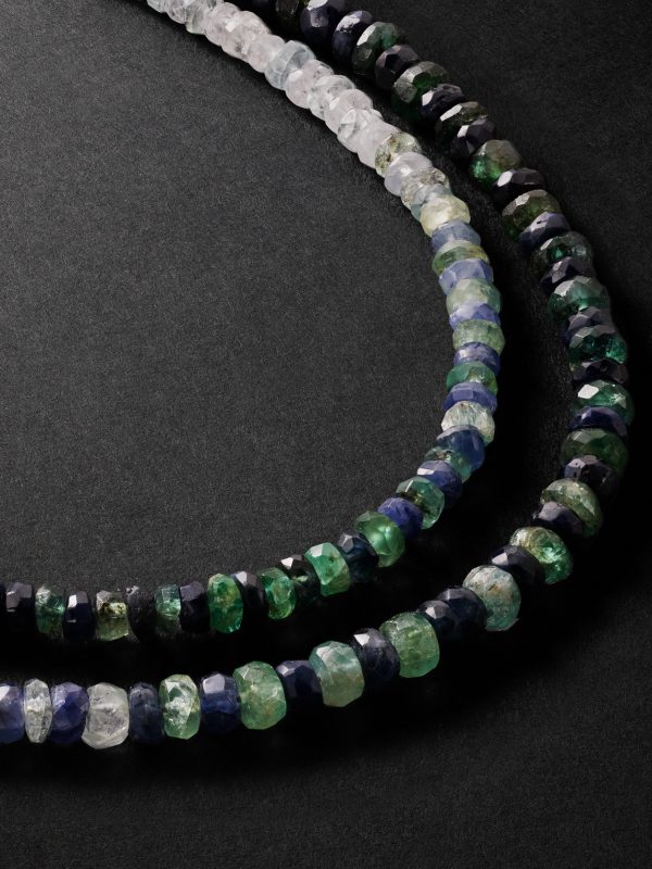 Gold, Emerald and Sapphire Beaded Necklace - CU Gold, Emerald and Sapphire Beaded Necklace - CU