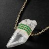 Triple Bar Gold, Crystal Quartz and Emerald Necklace - CU Triple Bar Gold, Crystal Quartz and Emerald Necklace - CU