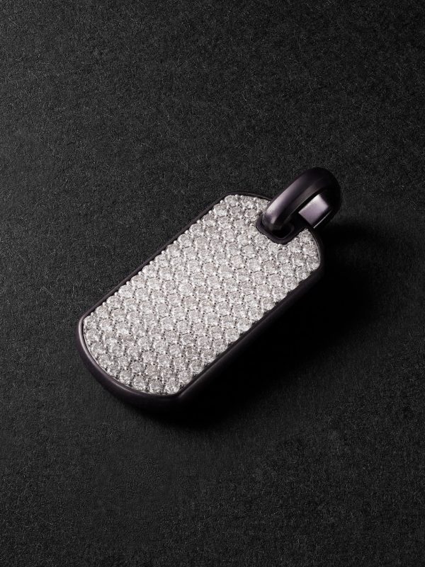 Chevron Titanium and Sterling Silver Diamond Pendant Chevron Titanium and Sterling Silver Diamond Pendant