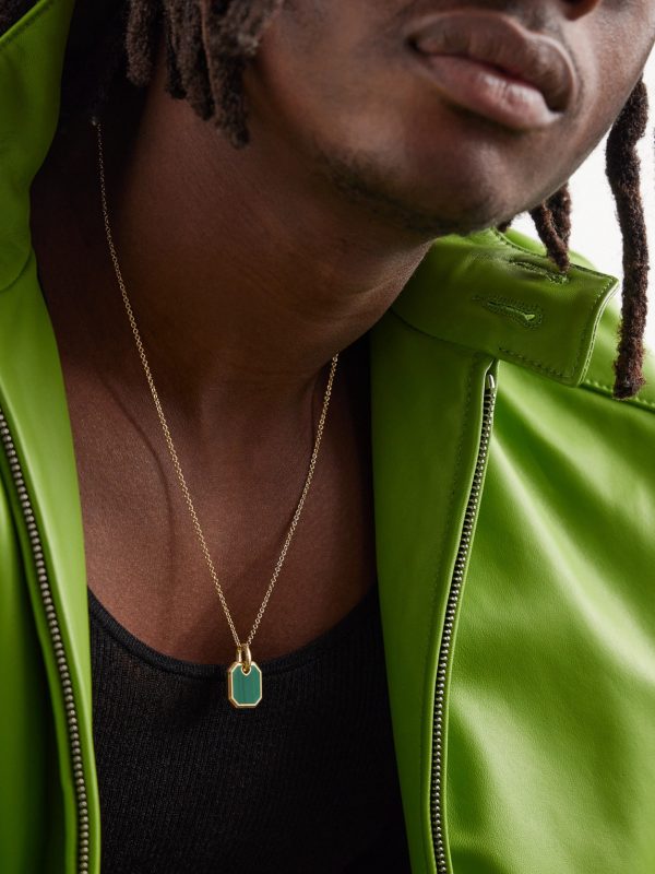 Roman 18-Karat Gold Malachite Pendant - FR Roman 18-Karat Gold Malachite Pendant - FR