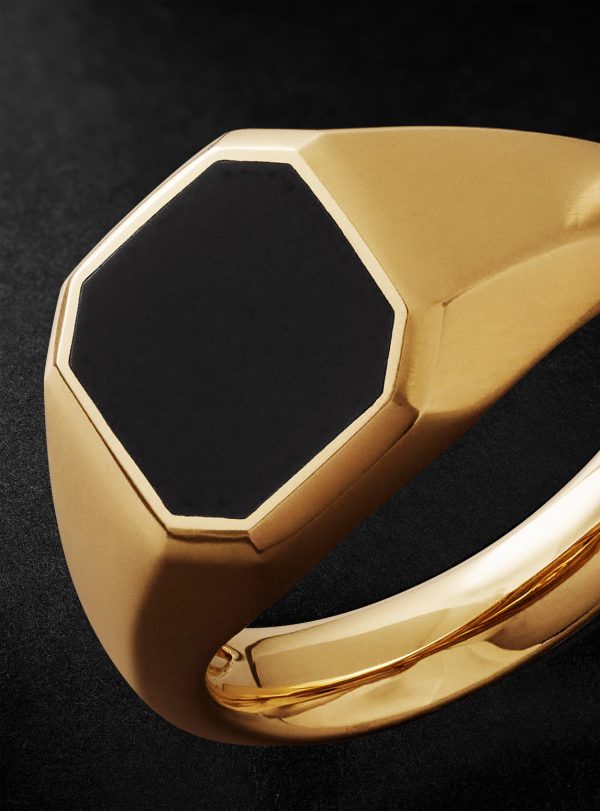 Streamline® 18-Karat Gold Onyx Signet Ring - CU