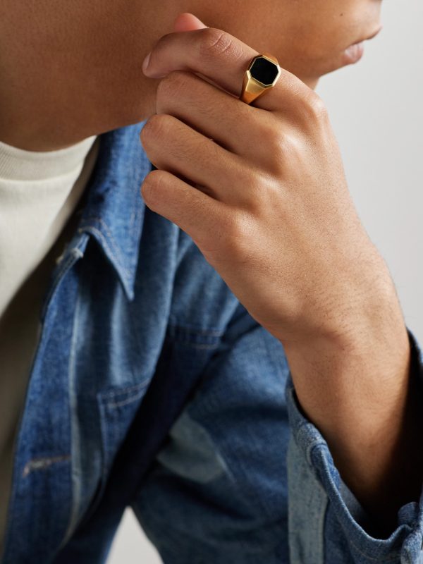 Streamline® 18-Karat Gold Onyx Signet Ring - FR