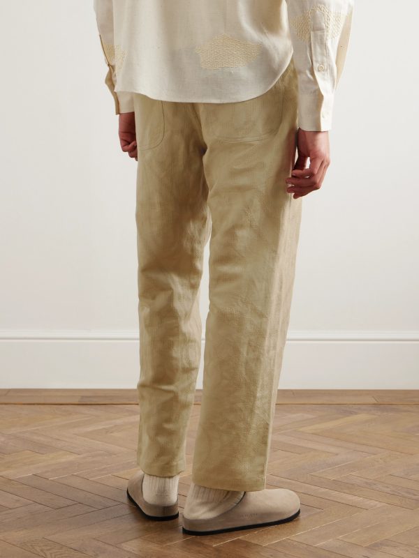 Thomas Embroidered Cotton and Linen-Blend Trousers - BK Thomas Embroidered Cotton and Linen-Blend Trousers - BK