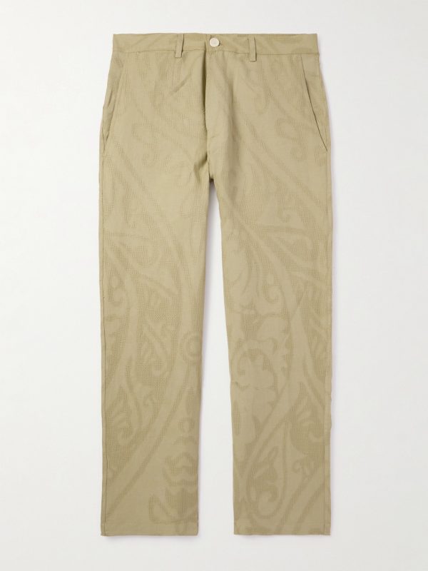 Thomas Embroidered Cotton and Linen-Blend Trousers Thomas Embroidered Cotton and Linen-Blend Trousers