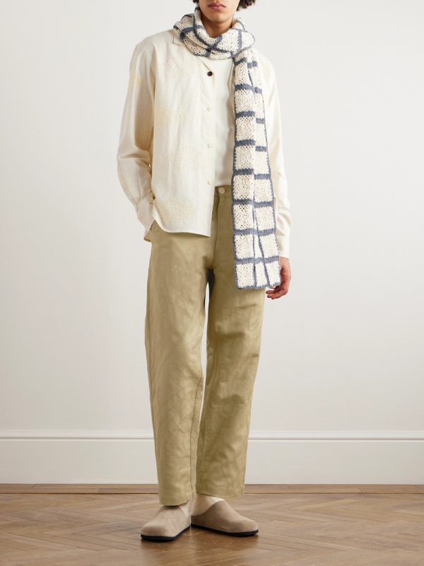 Thomas Embroidered Cotton and Linen-Blend Trousers - OU Thomas Embroidered Cotton and Linen-Blend Trousers - OU