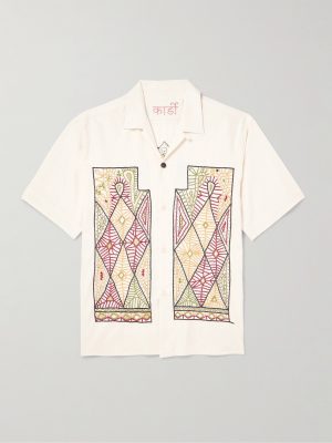 Craft Ayo Convertible-Collar Embroidered Cotton Shirt Craft Ayo Convertible-Collar Embroidered Cotton Shirt