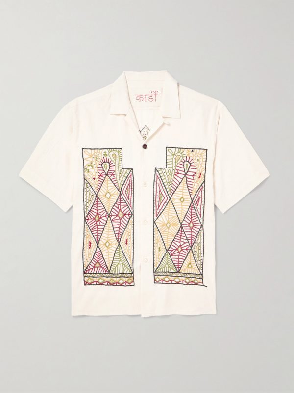 Craft Ayo Convertible-Collar Embroidered Cotton Shirt Craft Ayo Convertible-Collar Embroidered Cotton Shirt