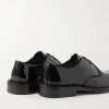 Grosgrain-Trimmed Patent-Leather Derby Shoes - BK Grosgrain-Trimmed Patent-Leather Derby Shoes - BK