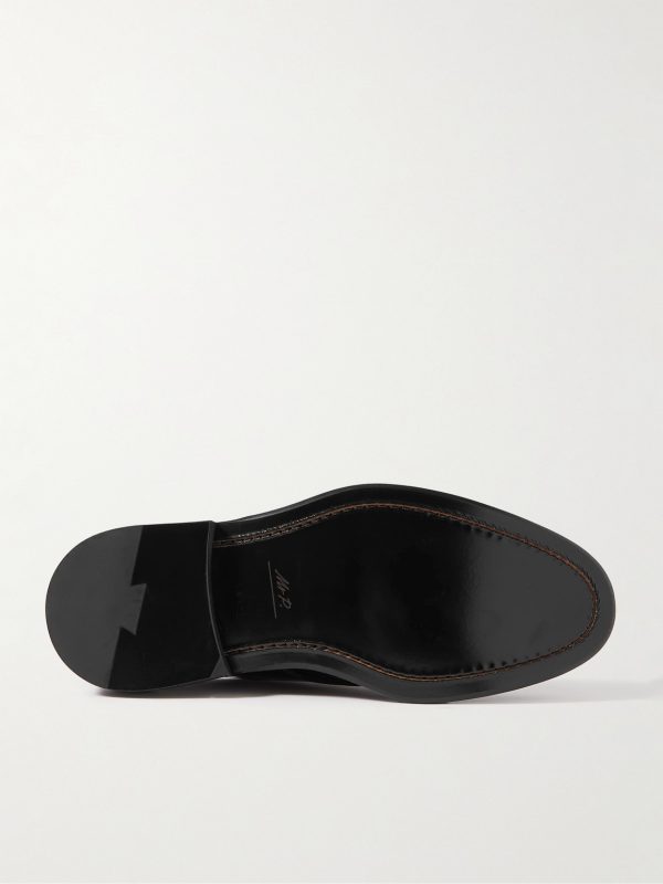 Grosgrain-Trimmed Patent-Leather Derby Shoes - E1 Grosgrain-Trimmed Patent-Leather Derby Shoes - E1