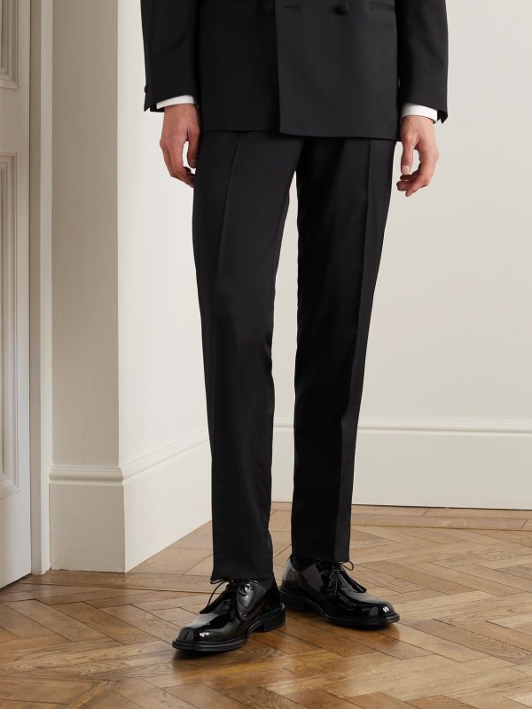 Grosgrain-Trimmed Patent-Leather Derby Shoes - OU Grosgrain-Trimmed Patent-Leather Derby Shoes - OU