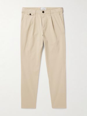 Daniel Tapered Pleated Garment-Dyed Organic Cotton-Twill Trousers Daniel Tapered Pleated Garment-Dyed Organic Cotton-Twill Trousers