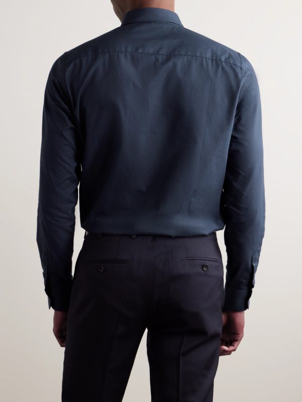 Cutaway-Collar Cotton-Twill Shirt - BK Cutaway-Collar Cotton-Twill Shirt - BK