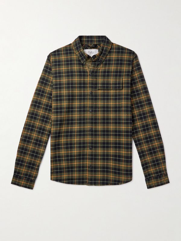 Loge Peak Checked Brushed Cotton-Blend Shirt Loge Peak Checked Brushed Cotton-Blend Shirt