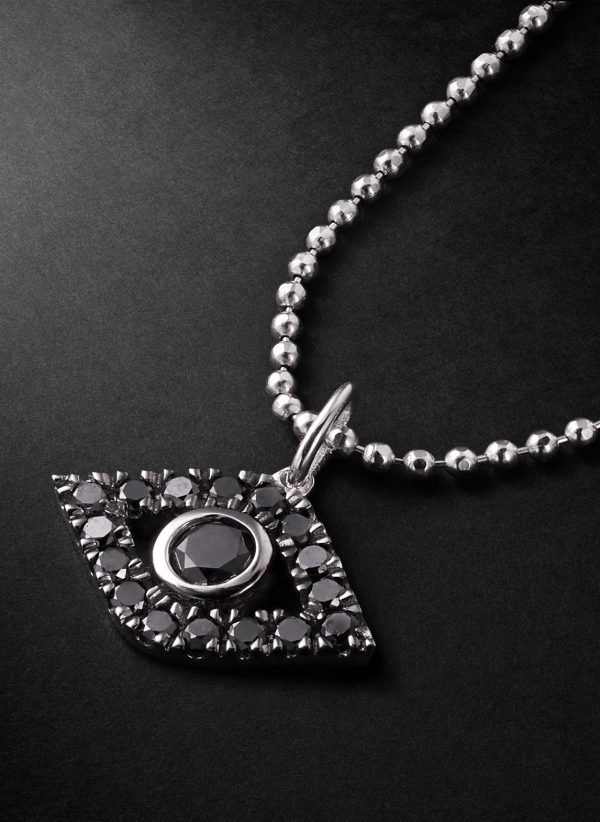 Evil Eye Rhodium-Plated Diamond Pendant Necklace - CU Evil Eye Rhodium-Plated Diamond Pendant Necklace - CU