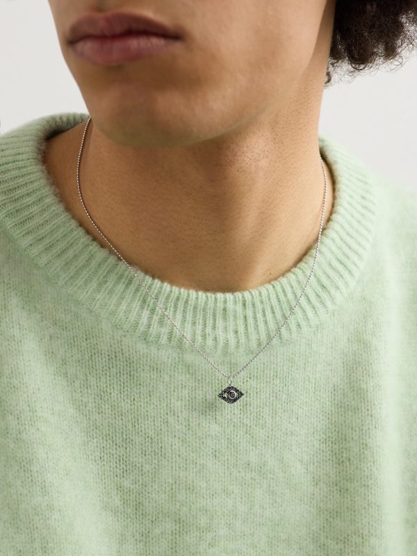 Evil Eye Rhodium-Plated Diamond Pendant Necklace - FR Evil Eye Rhodium-Plated Diamond Pendant Necklace - FR