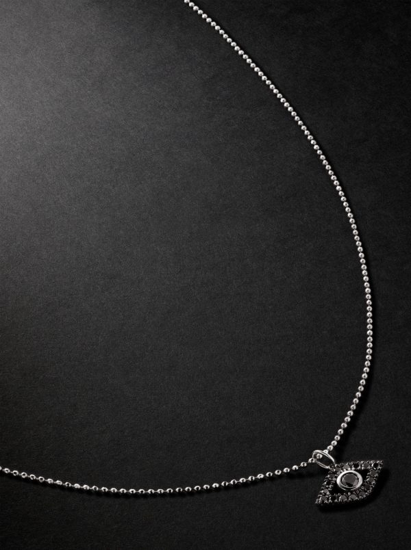 Evil Eye Rhodium-Plated Diamond Pendant Necklace Evil Eye Rhodium-Plated Diamond Pendant Necklace