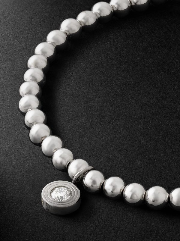 Rhodium-Plated Diamond Beaded Bracelet - CU Rhodium-Plated Diamond Beaded Bracelet - CU