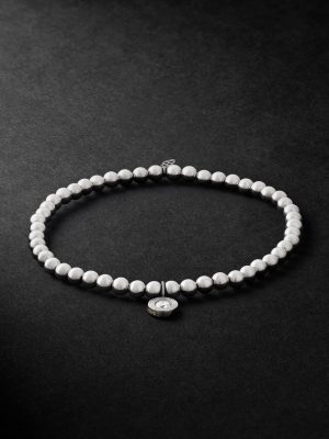 Rhodium-Plated Diamond Beaded Bracelet