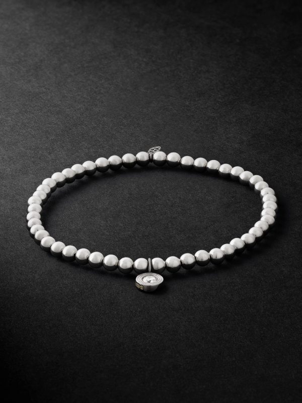 Rhodium-Plated Diamond Beaded Bracelet Rhodium-Plated Diamond Beaded Bracelet