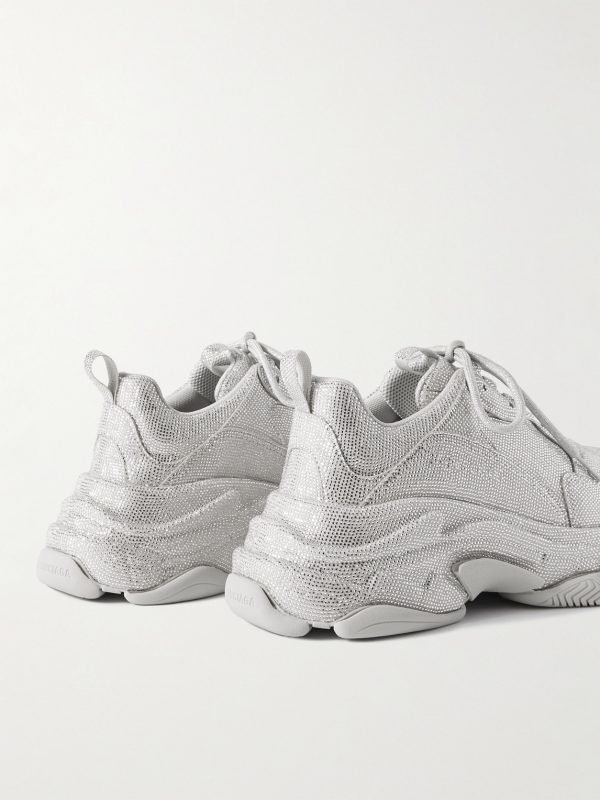 Triple S Rhinestone-Embellished Microfibre Sneakers - BK