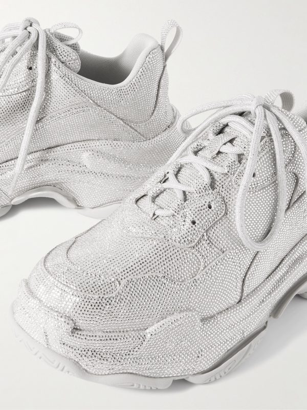 Triple S Rhinestone-Embellished Microfibre Sneakers - CU