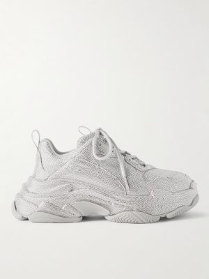 Triple S Rhinestone-Embellished Microfibre Sneakers