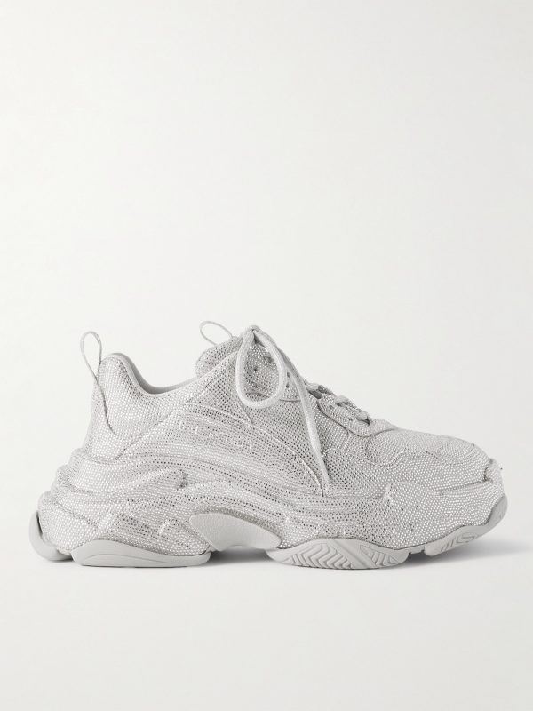 Triple S Rhinestone-Embellished Microfibre Sneakers