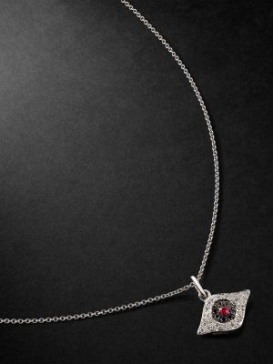 Kitten Eye White Gold, Diamond and Ruby Pendant Necklace Kitten Eye White Gold, Diamond and Ruby Pendant Necklace