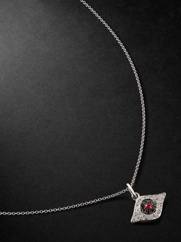 Kitten Eye White Gold, Diamond and Ruby Pendant Necklace Kitten Eye White Gold, Diamond and Ruby Pendant Necklace