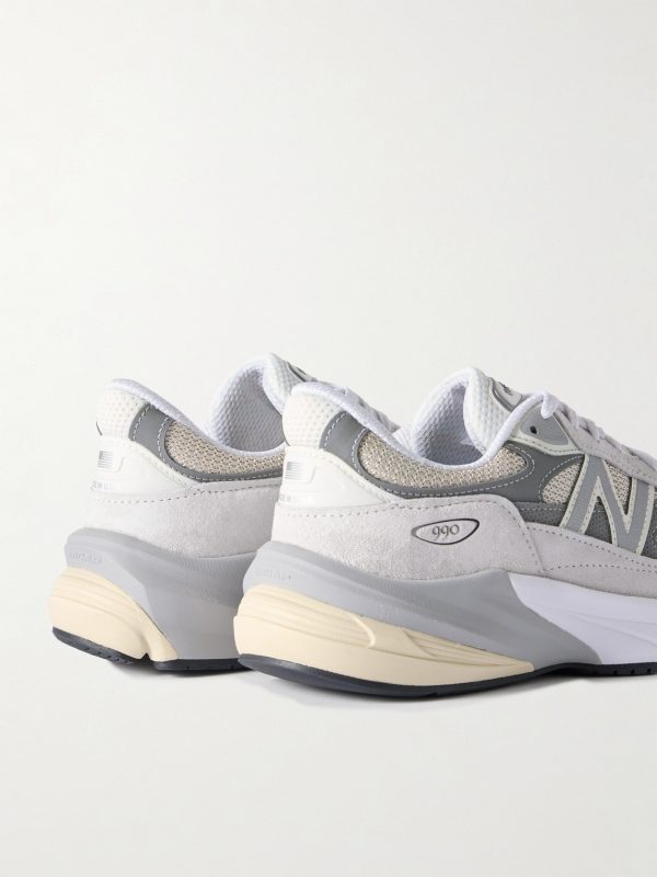 990v6 Leather-Trimmed Suede and Mesh Sneakers - BK