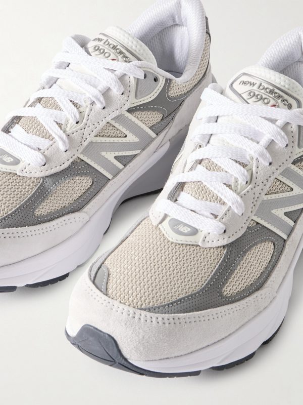 990v6 Leather-Trimmed Suede and Mesh Sneakers - CU