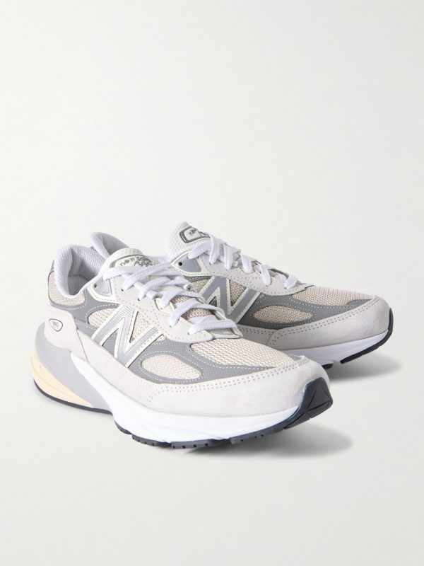 990v6 Leather-Trimmed Suede and Mesh Sneakers - FR