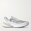 990v6 Leather-Trimmed Suede and Mesh Sneakers