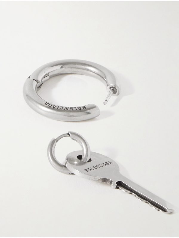 Locker Silver-Tone Single Hoop Earring - CU Locker Silver-Tone Single Hoop Earring - CU