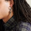 Locker Silver-Tone Single Hoop Earring - FR Locker Silver-Tone Single Hoop Earring - FR