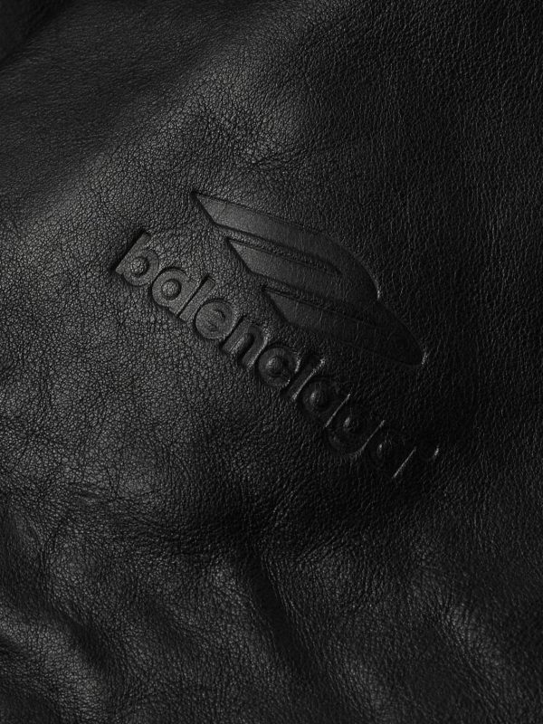 Cocoon Kick Oversized Logo-Debossed Leather Jacket - E1 Cocoon Kick Oversized Logo-Debossed Leather Jacket - E1