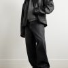 Cocoon Kick Oversized Logo-Debossed Leather Jacket - OU Cocoon Kick Oversized Logo-Debossed Leather Jacket - OU