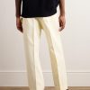 Wide-Leg Pleated Cotton-Blend Twill Trousers - BK Wide-Leg Pleated Cotton-Blend Twill Trousers - BK