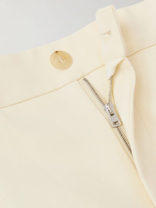 Wide-Leg Pleated Cotton-Blend Twill Trousers - E1 Wide-Leg Pleated Cotton-Blend Twill Trousers - E1
