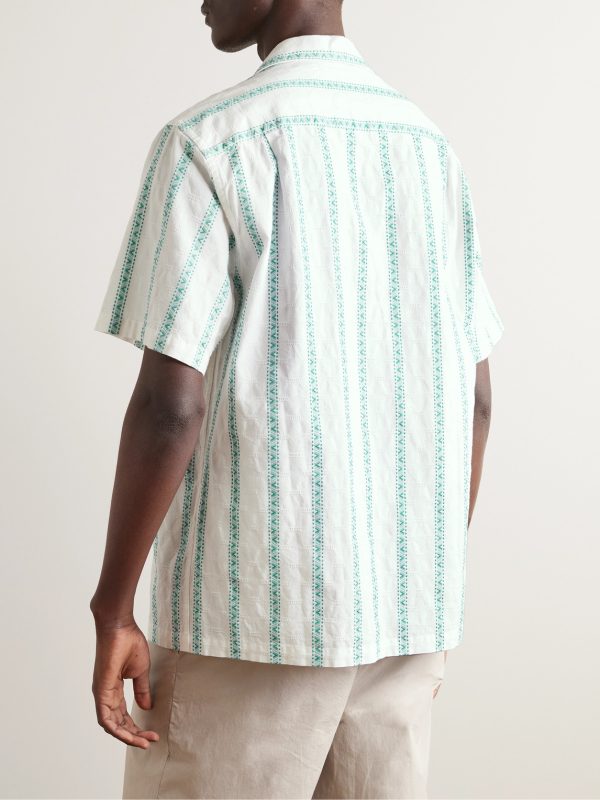Donatella Convertible-Collar Embroidered Cotton Shirt - BK Donatella Convertible-Collar Embroidered Cotton Shirt - BK