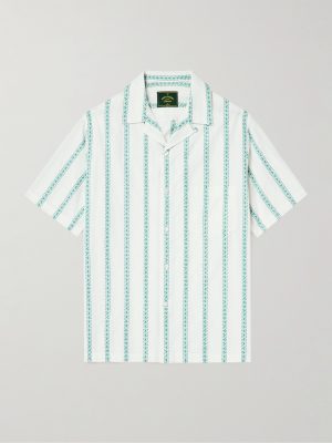 Donatella Convertible-Collar Embroidered Cotton Shirt