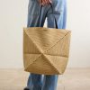 + Paula’s Ibiza Puzzle Fold Large Leather-Trimmed Raffia Tote Bag - FR