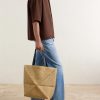 + Paula’s Ibiza Puzzle Fold Large Leather-Trimmed Raffia Tote Bag - OU