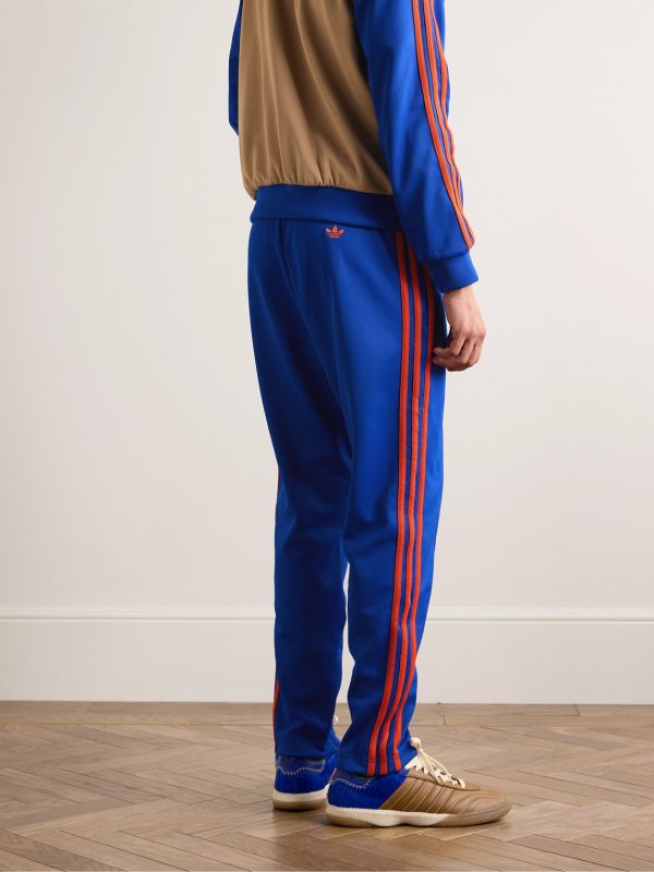 + Wales Bonner Straight-Leg Logo-Embroidered Striped Recycled-Jersey Track Pants - BK + Wales Bonner Straight-Leg Logo-Embroidered Striped Recycled-Jersey Track Pants - BK
