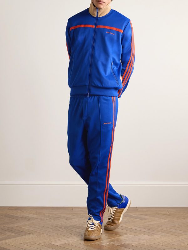 + Wales Bonner Straight-Leg Logo-Embroidered Striped Recycled-Jersey Track Pants - OU + Wales Bonner Straight-Leg Logo-Embroidered Striped Recycled-Jersey Track Pants - OU