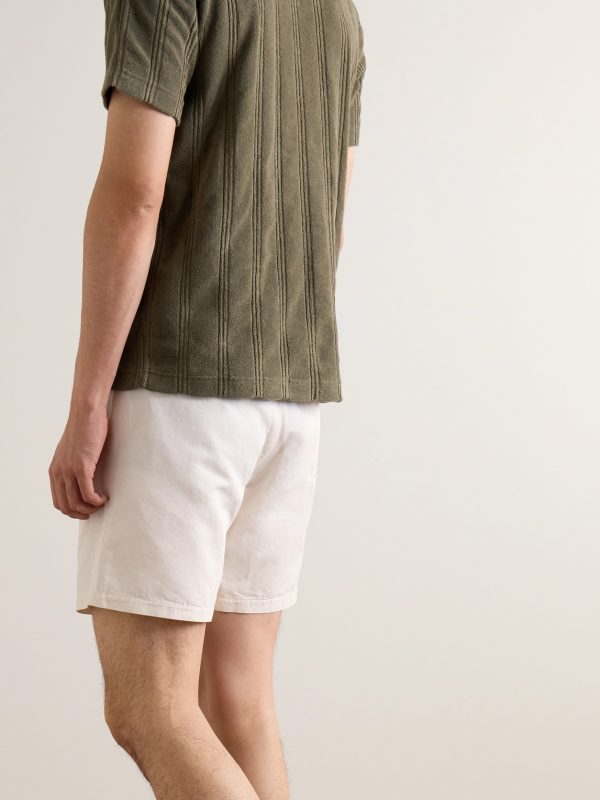 Straight-Leg Pleated Cotton and Linen-Blend Twill Shorts - BK