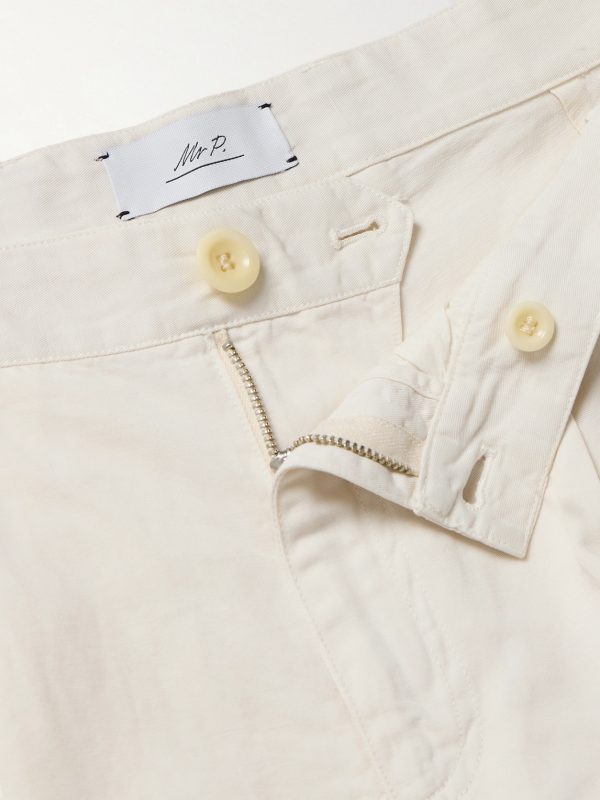 Straight-Leg Pleated Cotton and Linen-Blend Twill Shorts - CU