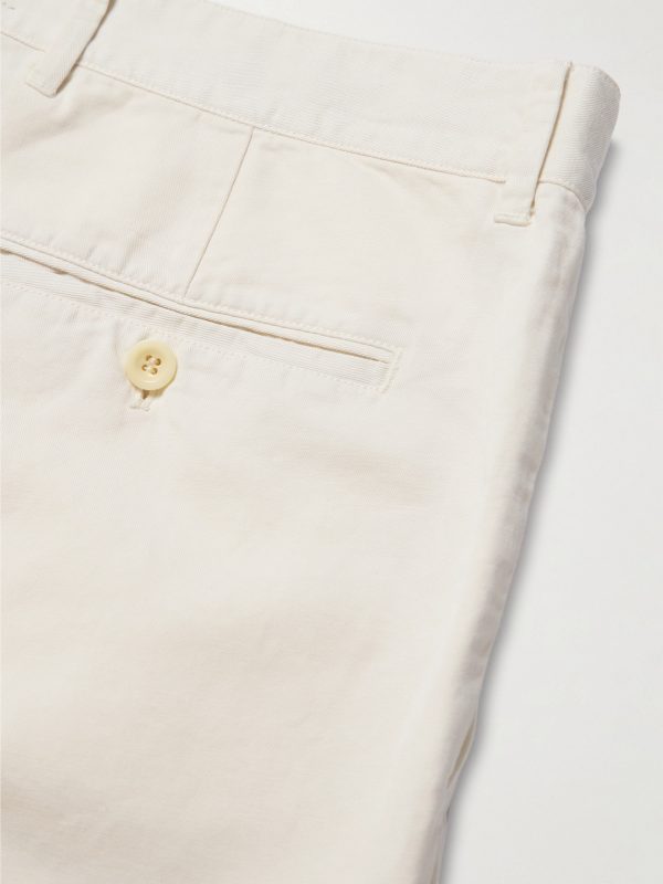 Straight-Leg Pleated Cotton and Linen-Blend Twill Shorts - E1